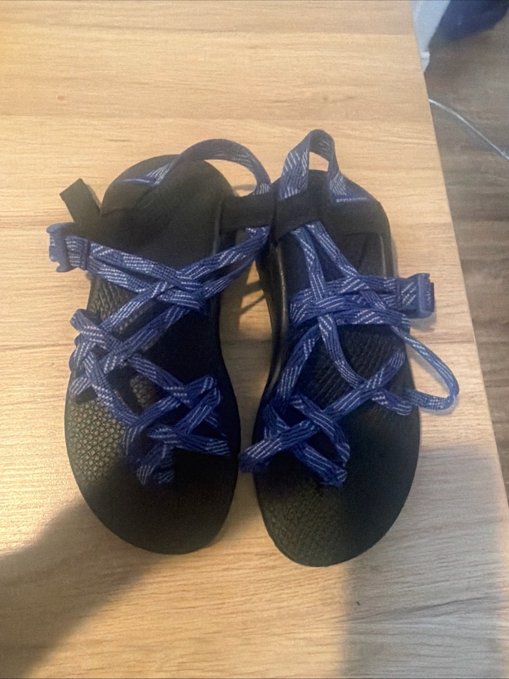 Chaco New Cloud Women’s Black Sandals with Blue Strappy Cords